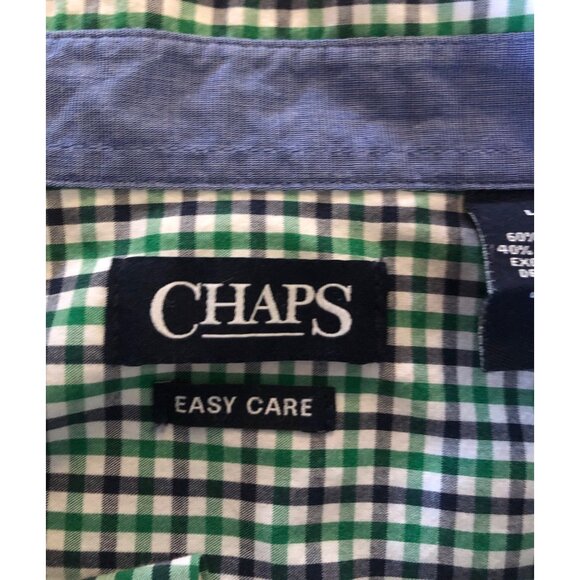 Chaps Men’s Size Large Blue/Green Plaid Long Sleeve Button Down Long Sleeve Shir - Picture 4 of 7